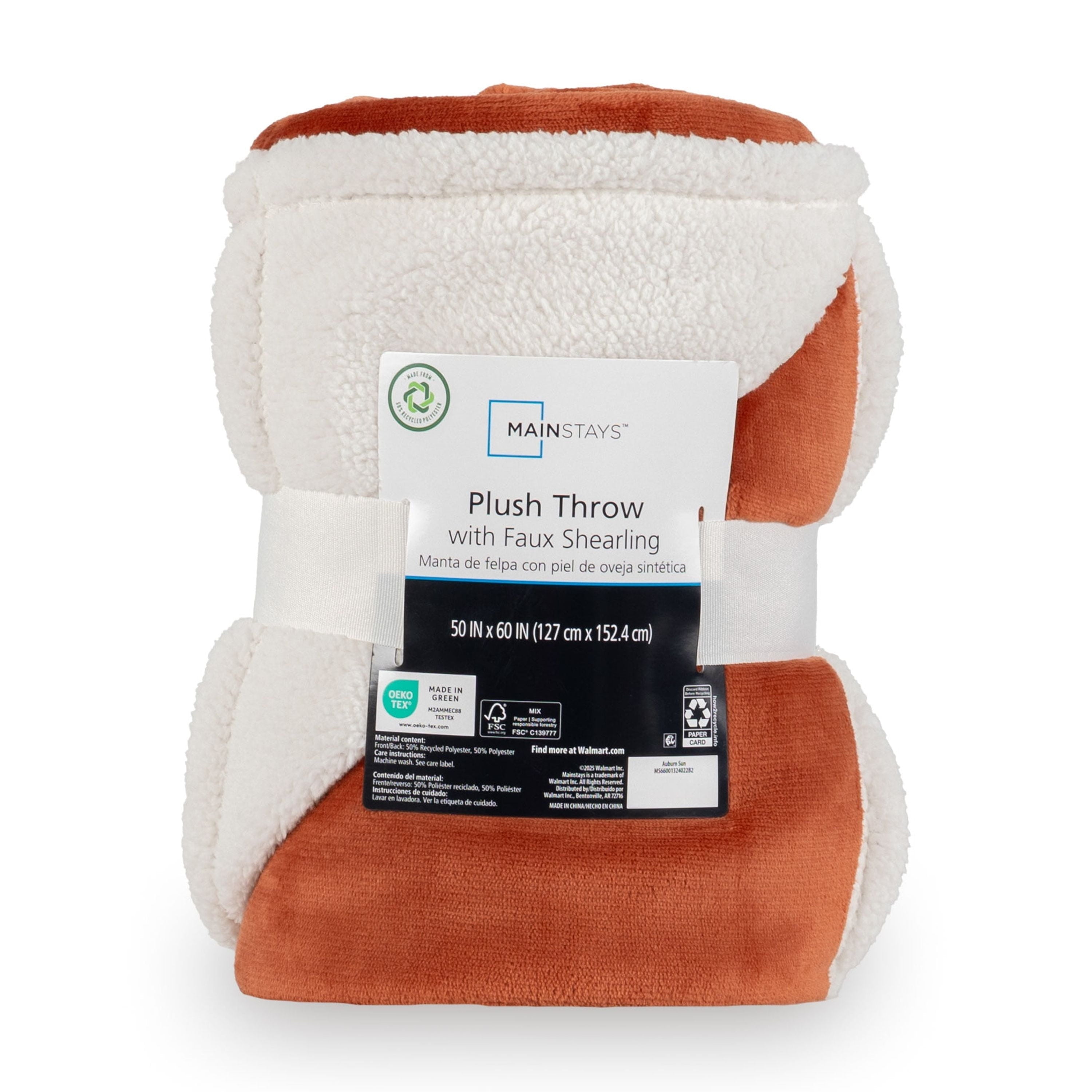 Lightweight Warm Reversible Printed Velvet Plush and Hampshire Faux Shearling Soft Throw Blanket, Standard Size, Auburn Sun - Cozy Fleece Throw Blanket for Couch & Bed Detail
