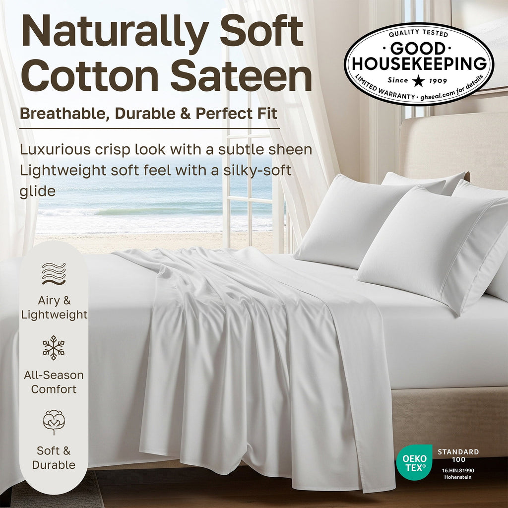 Premium Egyptian Cotton 4 Piece Printed Floral Bed Sheets Queen Size Set - 100% Cotton Sheets Queen, Soft Sateen Bedsheets, Deep Pocket Queen... - Luxury Bed Sheet Set with Deep Pockets Detail