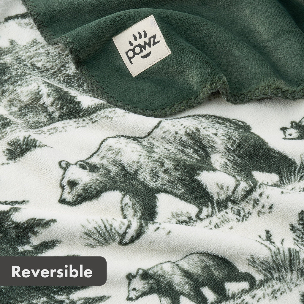 Reversible Sherpa Plush Oversized Throw Blanket for Couch or Bed, Soft Flannel Fleece, Green Pine Trees, 50"x72" - Super Soft Reversible Sherpa Flannel Blanket Detail