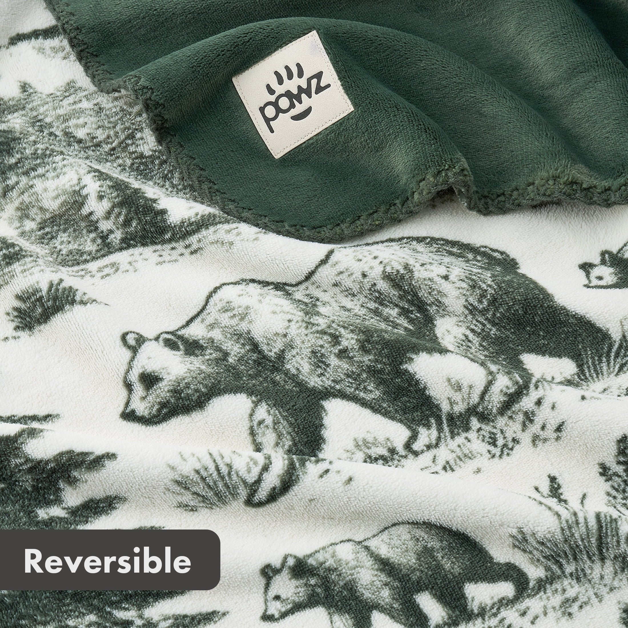 Reversible Sherpa Plush Oversized Throw Blanket for Couch or Bed, Soft Flannel Fleece, Green Pine Trees, 50"x72" - Super Soft Reversible Sherpa Flannel Blanket Detail