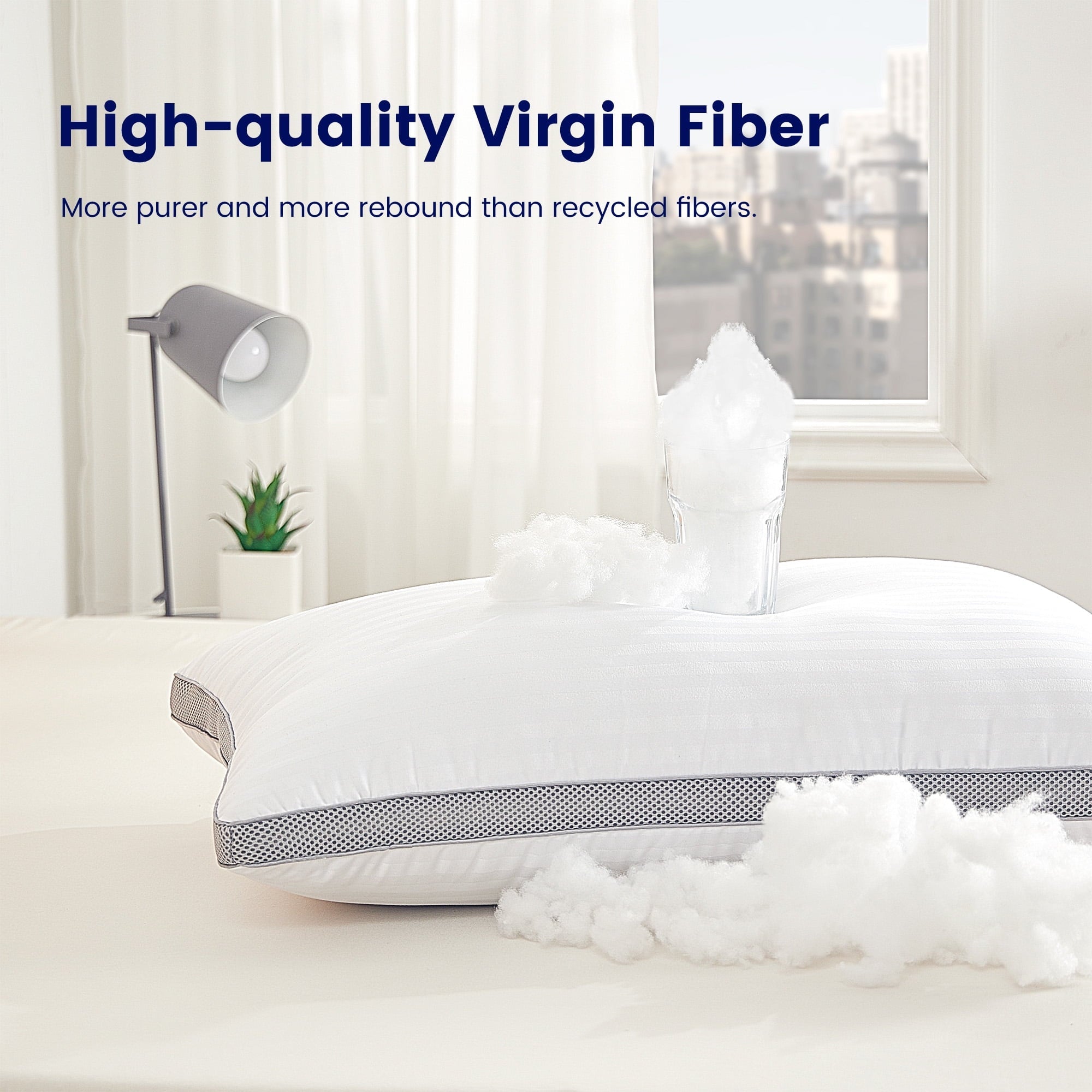 Hotel Collection Bed Pillows for Sleeping, Queen Size Set of 2, Sandwich Mesh with Breathable Sides, Premium Medium pillows for Back, ... - Ergonomic Memory Foam Pillow for Neck Pain Support Detail
