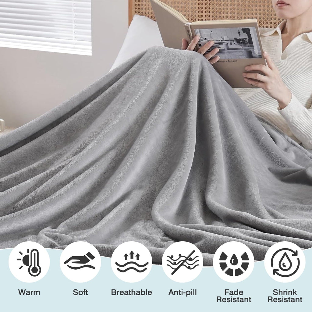 Lightweight Warm Twin Size Blanket for Bed, 60x80inch Super Cozy Soft Bed Blanket for Sleep Snap, Lightweight Reversible Blankets and ... - Luxury Knitted Decorative Throw Blanket with Fringes Detail