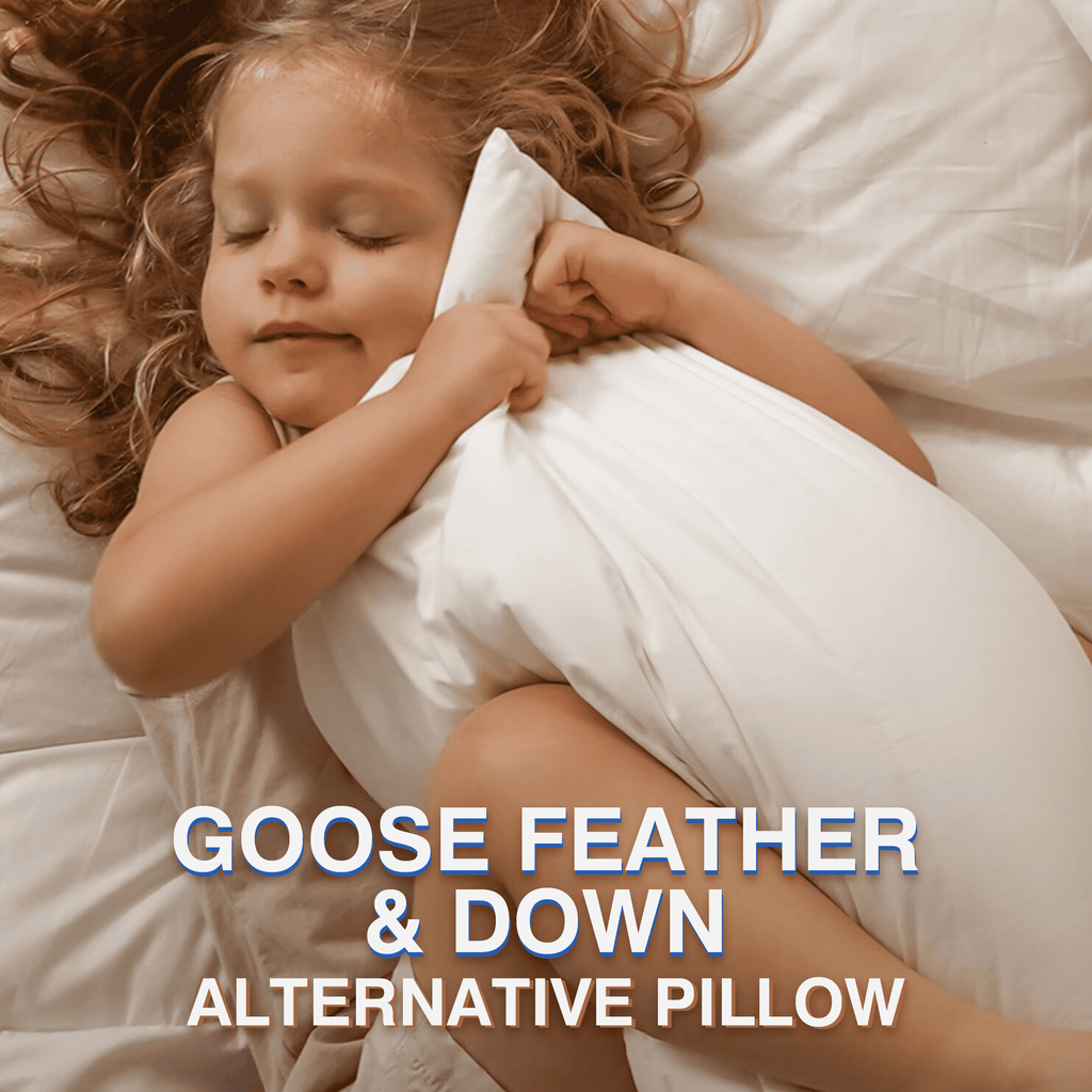 Ergonomic Memory Foam Goose Feather and Down Pillows Queen Size Set of 2 Luxury Hotel Bed Pillows with Cotton Cover - Hotel Quality Plush Sleeping Pillows Detail