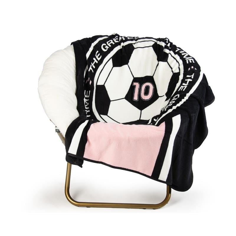 Super Soft Flannel 46" x 60" Coral Fleece Throw, Polyester, Pink & Black - Luxury Knitted Decorative Throw Blanket with Fringes - Default Title