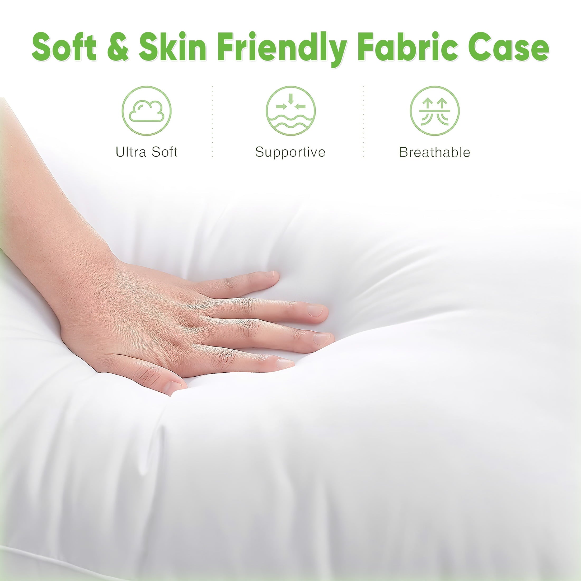 Fluffy Shredded Goose Feather Down Pillows for Sleeping,Luxury Hotel Collection Queen Size Soft Bed Pillow,1 Pack,Queen (20.2" x 28.2") - Hotel Quality Plush Sleeping Pillows Detail