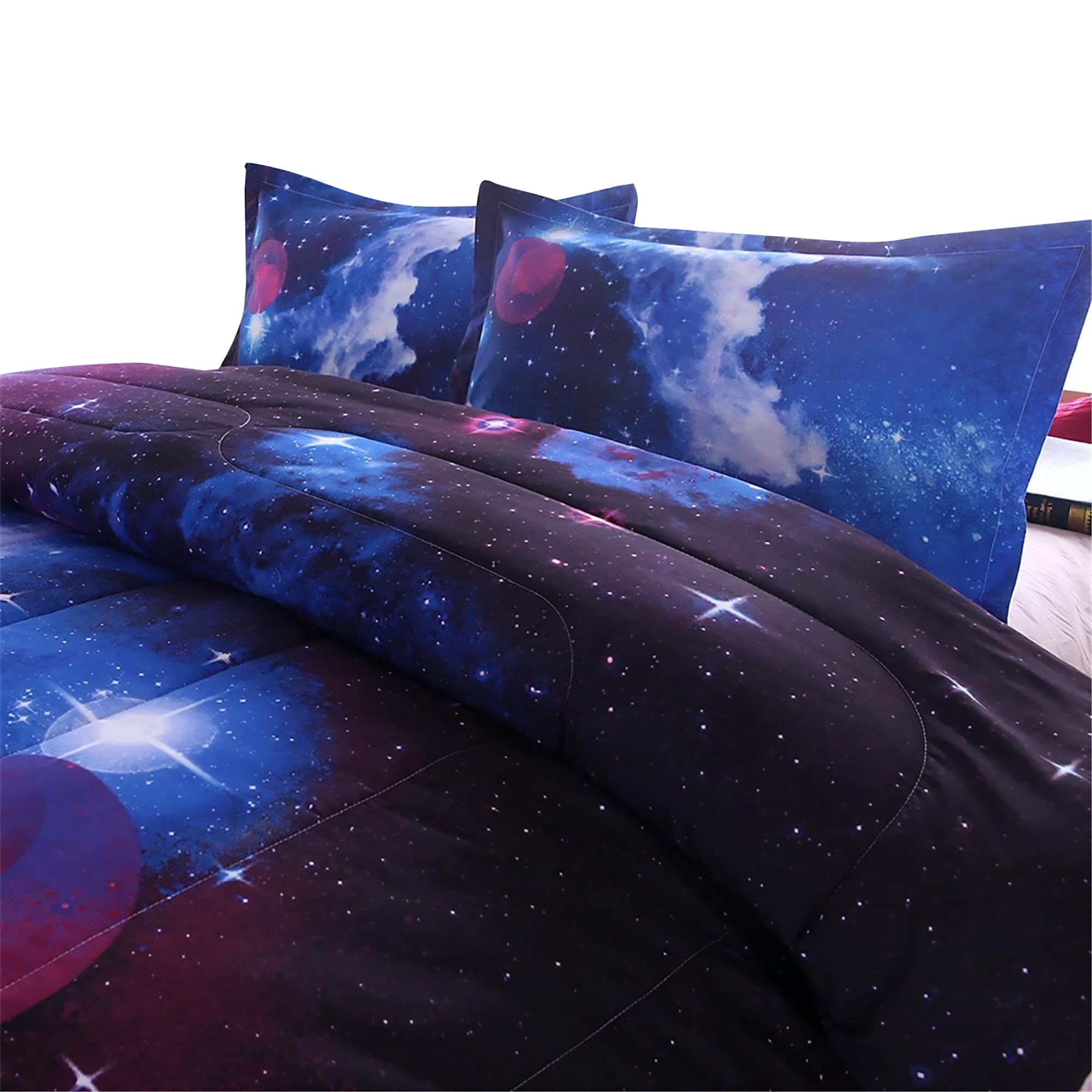 Fluffy Down Alternative Galaxy Bedding Sets Outer Space Comforter 3D Printed Space Quilt Set Full Size for Kids Blue - All-Season Down Alternative Comforter Insert Detail