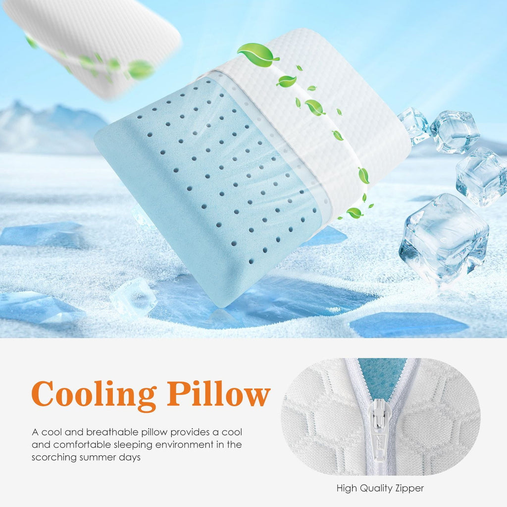 Fluffy Shredded Memory Foam Pillow, Standard Size Pillows for Sleeping, Bed Pillow Soft and Comfortable, 1 Pack - Ergonomic Memory Foam Pillow for Neck Pain Support Detail