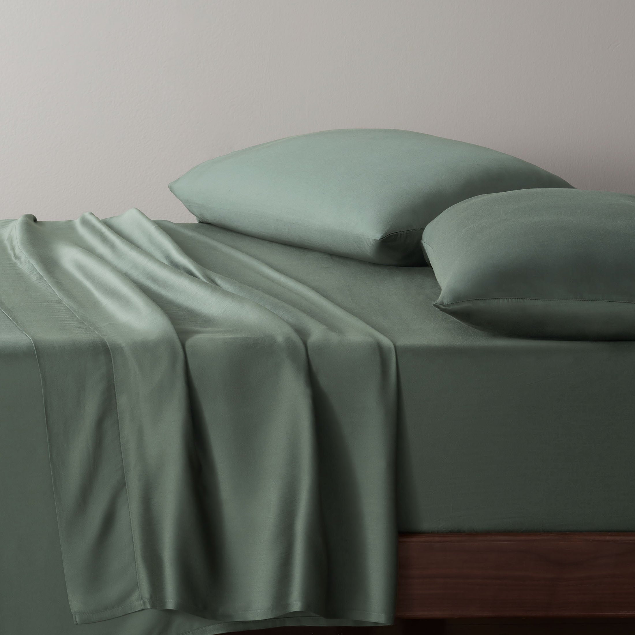 Premium Egyptian Cotton 4-Piece & Silky Serenity 100% Bed Sheets Set, Flagstone, Queen - Premium Ultra-Soft Pillowcase Pair for Sleeping Detail