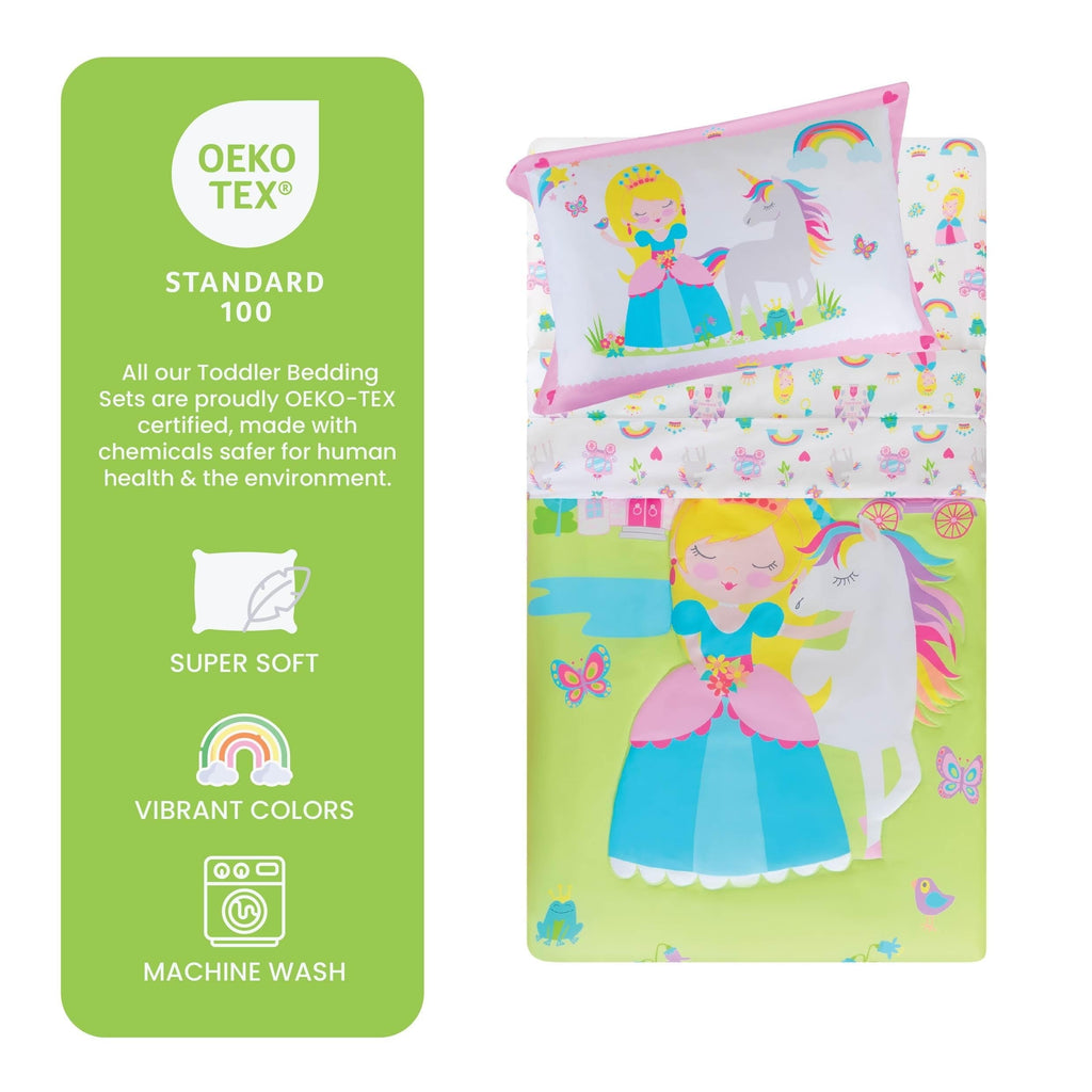 Luxurious Quilted Princess Toddler Bedding Set for Girls - 4-Piece Toddler Bed Comforter Sets for Girls, Reversible Comforter & Pillowc... - Cloud-Like Soft Lightweight Bed Comforter Detail