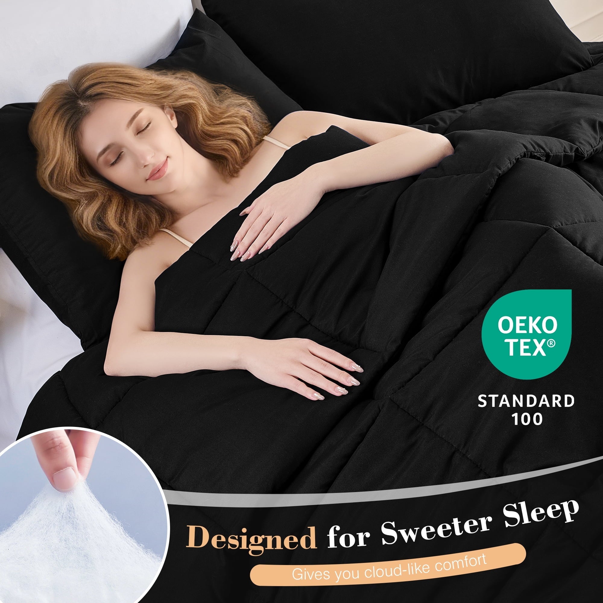All-Season Queen Size Comforter Sets, 3 Piece Soft Quilted Bedding Sets, All-Season Down Alternative Comforter with 2 Pillow Sha... - Luxurious Quilted Duvet Cover Set Detail