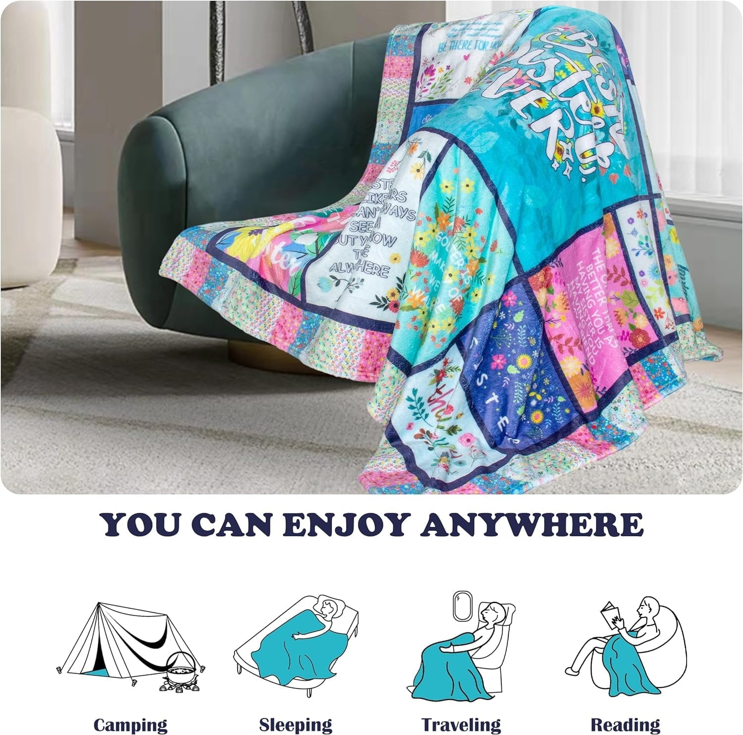 Lightweight Warm Sister Gifts Blanket for Birthday, Mother's Day, Christmas - Big Sister Gift Ideas - Cozy Fleece Throw Blanket for Couch & Bed Detail