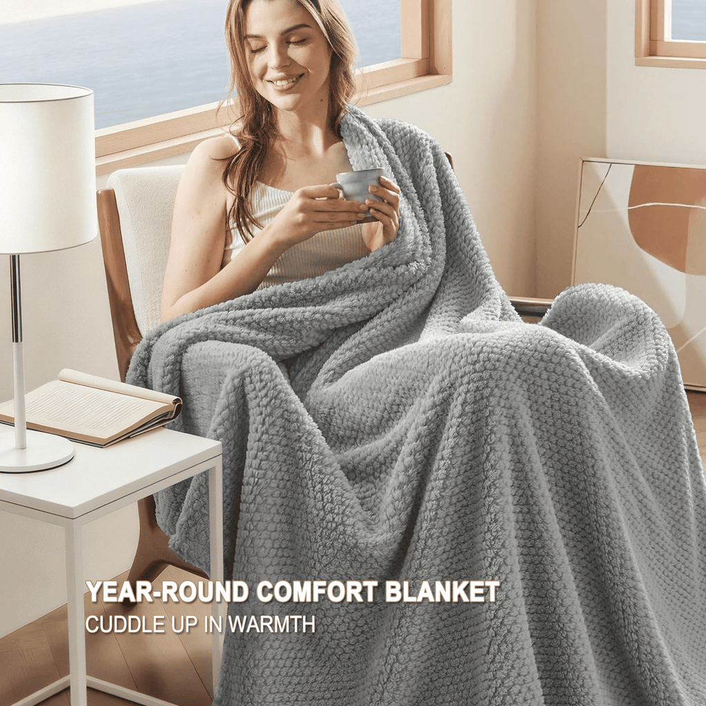 Super Soft Flannel Soft Jacquard for Couch, Waffle Weave Fuzzy s for Home Decor, Lightweight and Warm Bed s for Bed Sofa Office Travel - Cozy Fleece Throw Blanket for Couch & Bed Detail