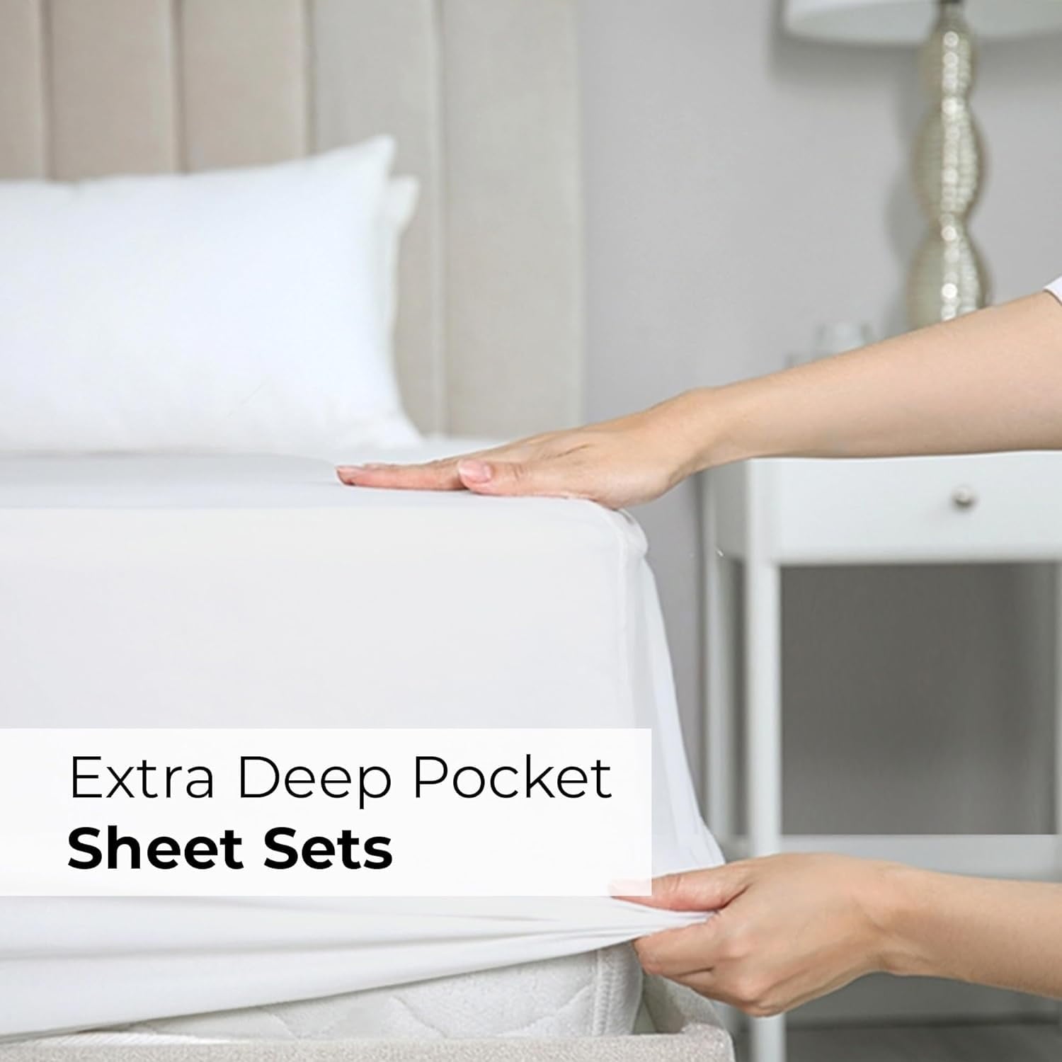 Breathable Luxury 6-Piece Extra Deep Pocket Sheet Set With Extra Matching Pillowcases - King Size Bed Sheets Fits 18"-24" Ma... - Cooling Hotel Quality Bedding Sheets and Pillowcases Detail