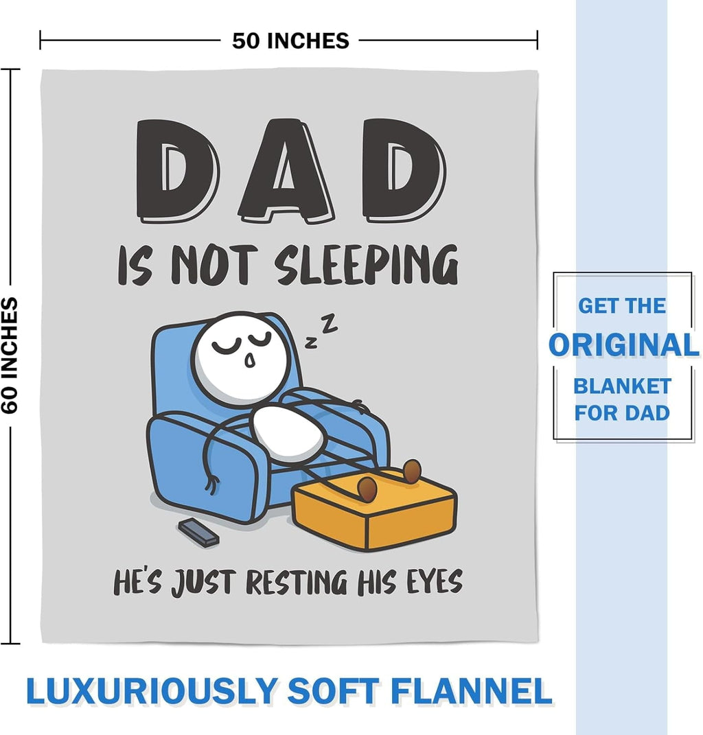 Cozy Fleece Funny Fathers Day Dad Gifts , Dads Birthday Gifts, Dad is Not Sleeping Blanket, Super Soft Throws Blanket for Napping - Lightweight Plush Warm Blanket for All Seasons Detail