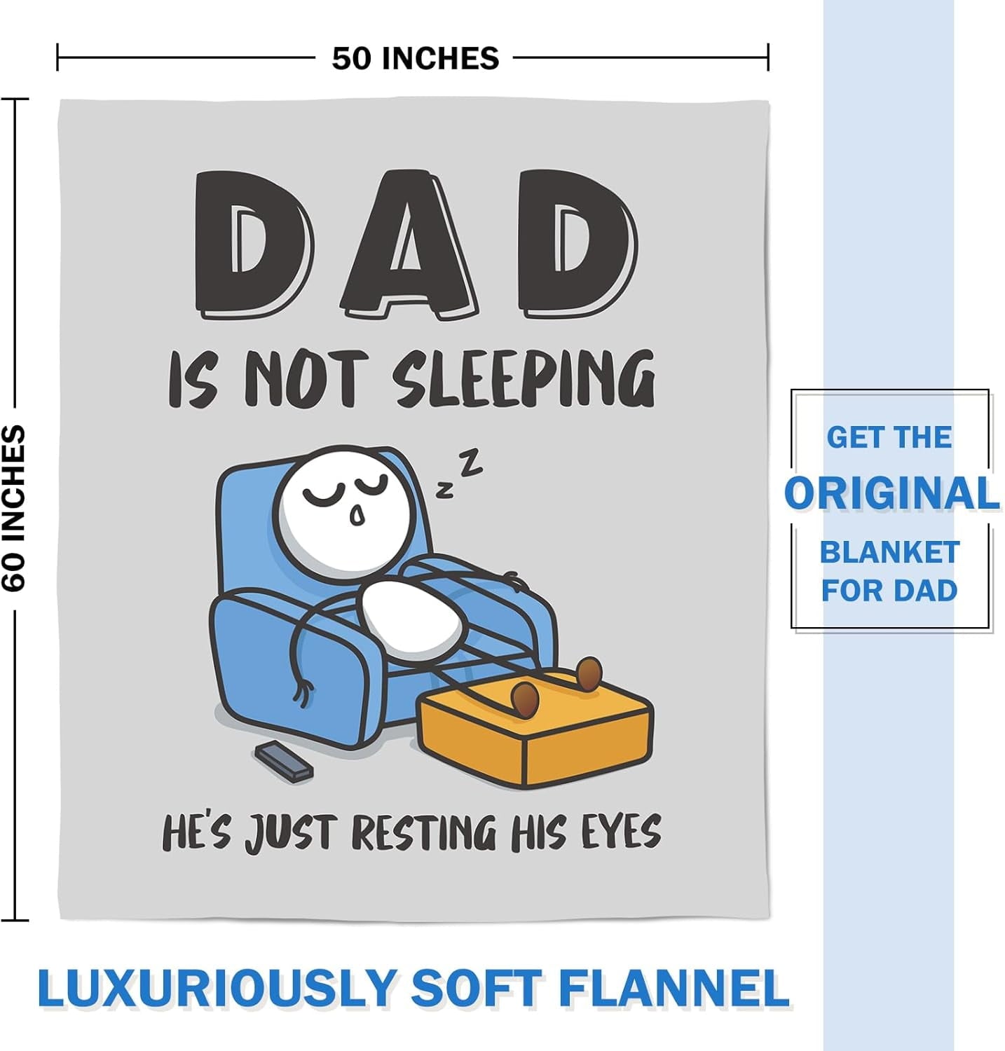 Cozy Fleece Funny Fathers Day Dad Gifts , Dads Birthday Gifts, Dad is Not Sleeping Blanket, Super Soft Throws Blanket for Napping - Lightweight Plush Warm Blanket for All Seasons Detail
