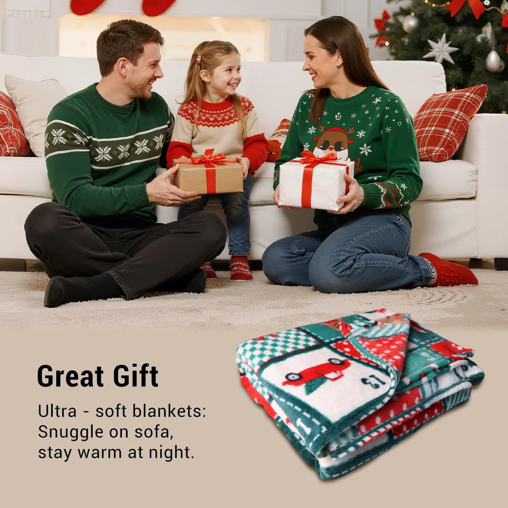 Reversible Sherpa Cozy Blanket Printed Blanket Throw Christmas Blanket - 300 GSM Fleece Blanket Throw Size Blanket for Home Decoration,... - Super Soft Reversible Sherpa Flannel Blanket Detail