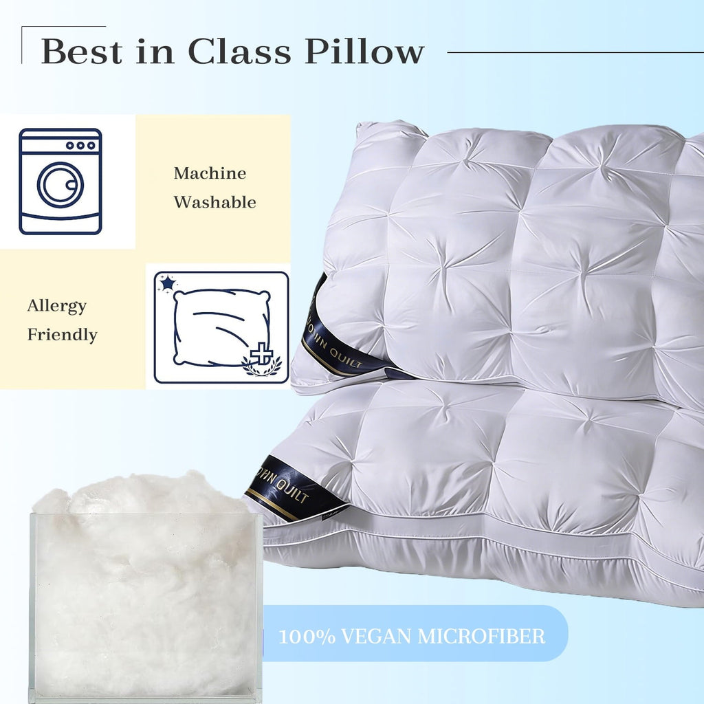 Hotel Collection 2-Pack White Twisted Bed Pillows (20" x 16.5") - Soft Plush Down Alternative, Breathable and Hypoallergenic, Standard... - Decorative Throw Pillow Cushion for Sofa & Bed Detail