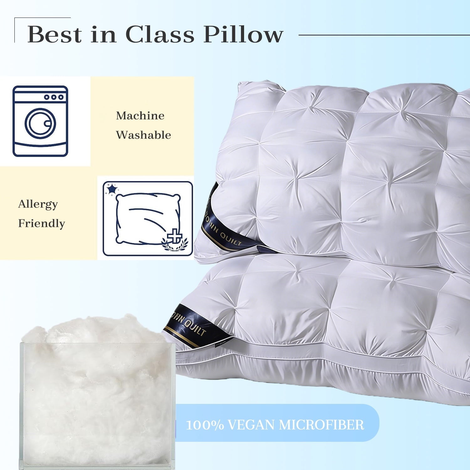 Hotel Collection 2-Pack White Twisted Bed Pillows (20" x 16.5") - Soft Plush Down Alternative, Breathable and Hypoallergenic, Standard... - Decorative Throw Pillow Cushion for Sofa & Bed Detail