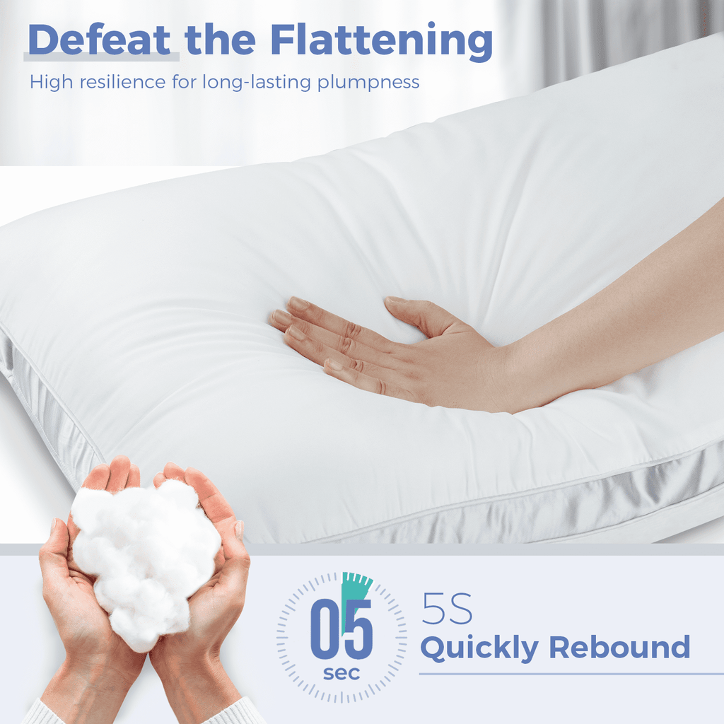 Orthopedic Support Bed Pillows King Size Set of 2, Luxury Hotel Quality,Fluffy and Supportive Gusseted Bed Pillows for Side, Back, or St... - Ergonomic Memory Foam Pillow for Neck Pain Support Detail
