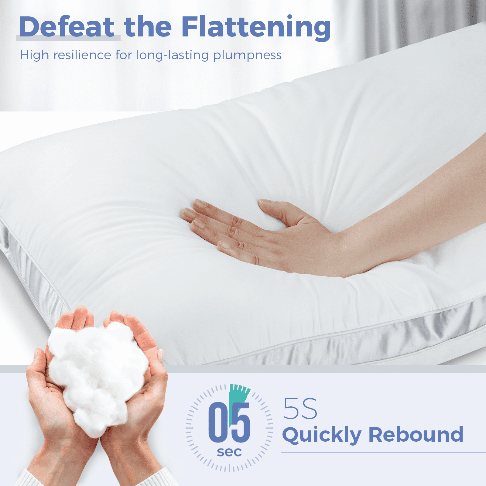 Orthopedic Support Bed Pillows King Size Set of 2, Luxury Hotel Quality,Fluffy and Supportive Gusseted Bed Pillows for Side, Back, or St... - Ergonomic Memory Foam Pillow for Neck Pain Support Detail