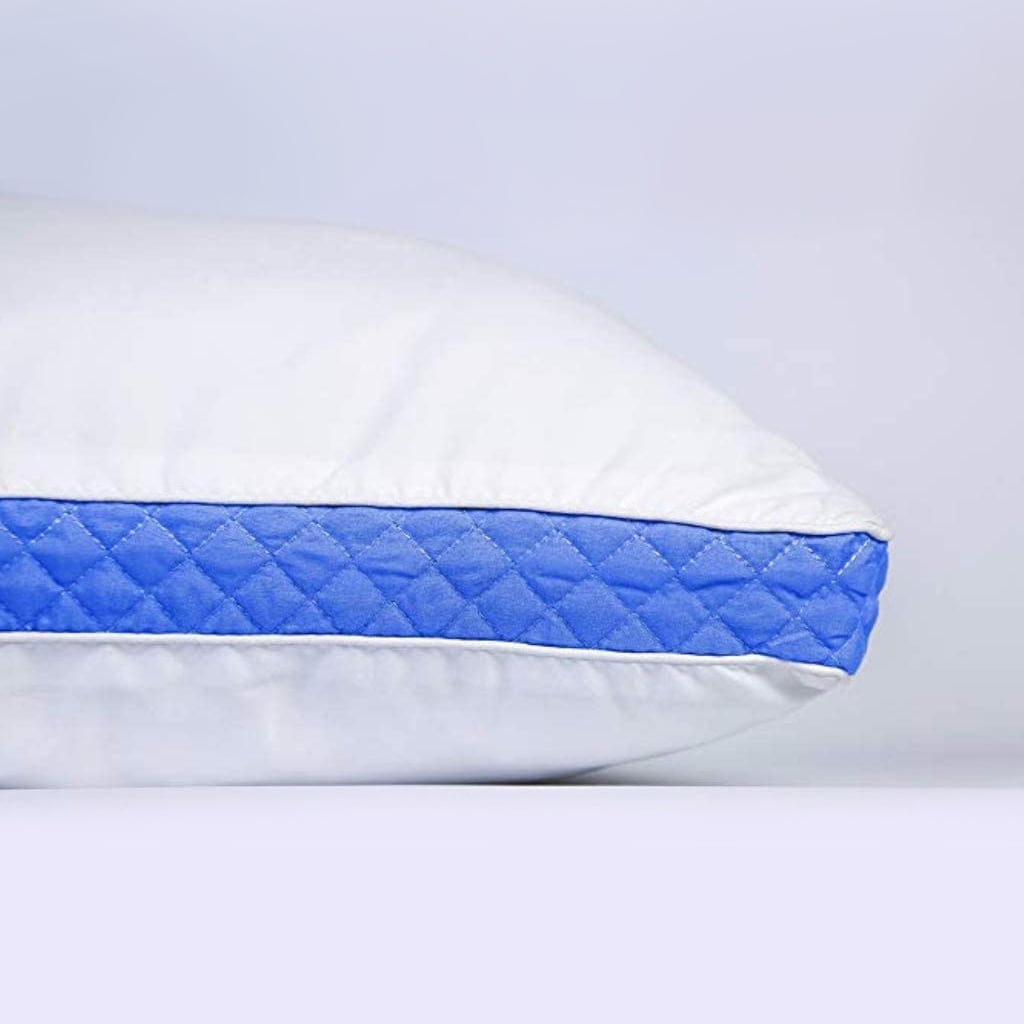 Orthopedic Support Gusseted Quilted King Size Bed Pillows Set of 2, Blue Bed Pillows for Side Sleepers and Back Sleepers - Hotel Quality Plush Sleeping Pillows Detail