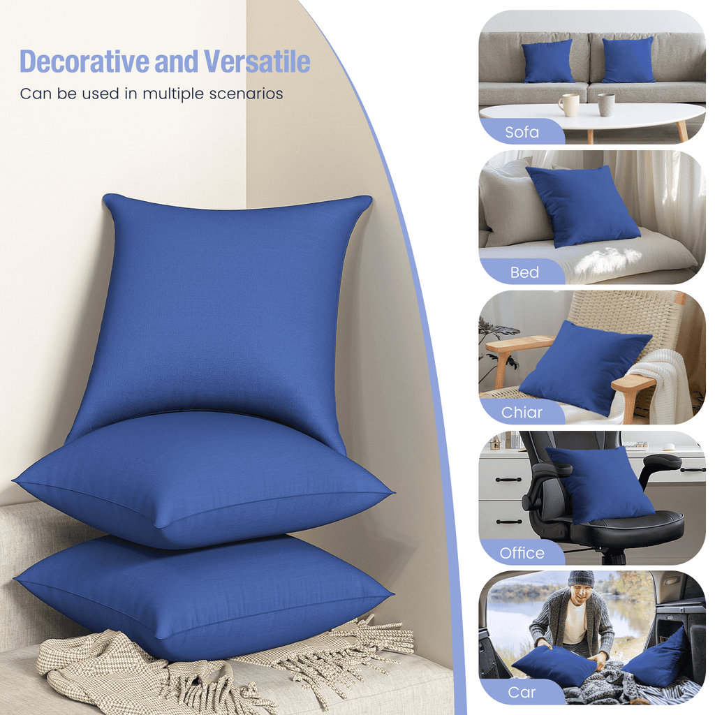 Decorative Plump Throw Pillow Inserts Set of 2, Indoor Decorative 18x18 inches Square Pillows for Couch, Sofa, Bed, Supportive Cushion... - Orthopedic Shredded Foam Bed Pillow Set Detail