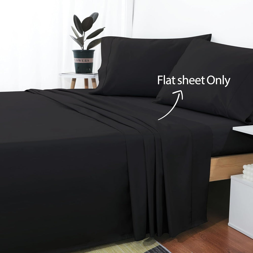 Premium Egyptian Cotton Sheet Only, 600 Thread Count 100% Egyptian Top Sheet 1Pcs, Cool & Breathable Bed Sheets Wrinkle, Fade, Stain Resistan... - Premium Ultra-Soft Pillowcase Pair for Sleeping Detail