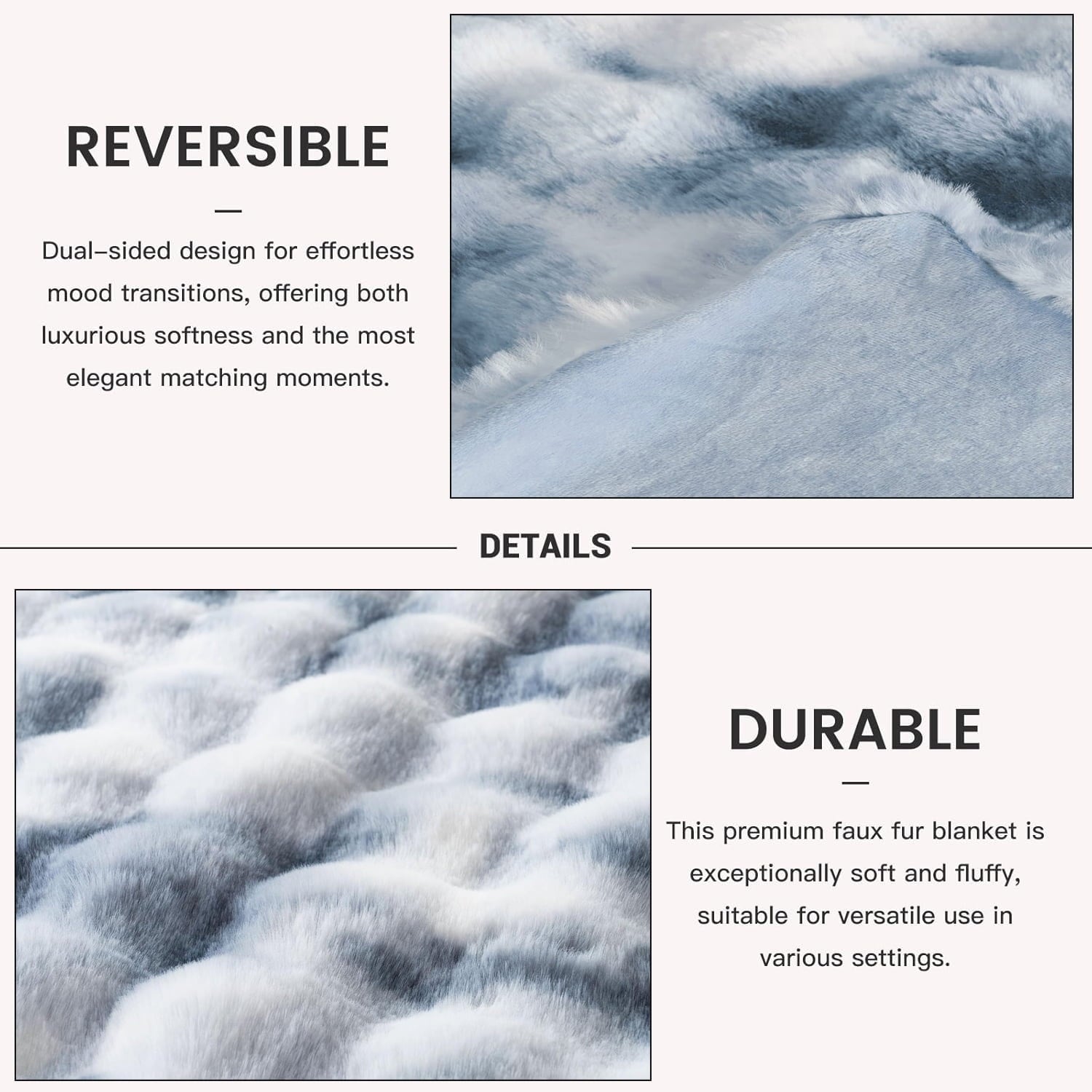 Reversible Sherpa Faux Fur Blanket Fluffy Luxury Throw Blanket Plush Fuzzy Blanket for Couch Bed 50×60 Inches Tie-dyed Blue - Luxury Knitted Decorative Throw Blanket with Fringes Detail