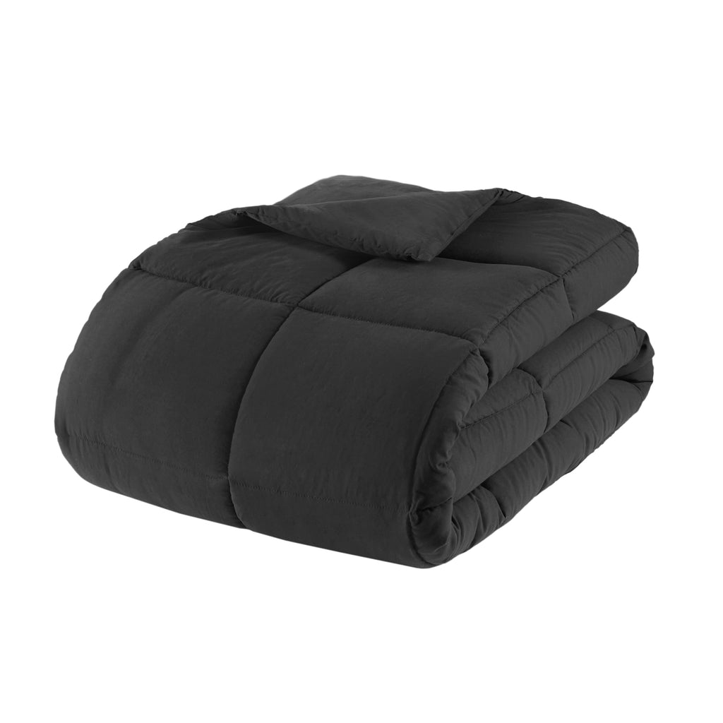 Hypoallergenic Cloud All in One Down Alt Reversible Comforter and Sheet set- 5 Piece, Twin, Black - Luxurious Quilted Duvet Cover Set Detail