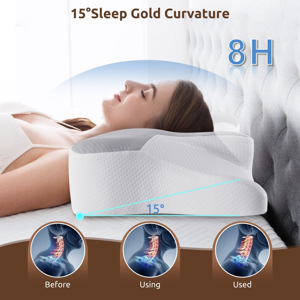 Hotel Collection Memory Foam Pillow for Neck Pain Relief Cervical Sleepers Standard/Queen Gray - Hotel Quality Plush Sleeping Pillows Detail