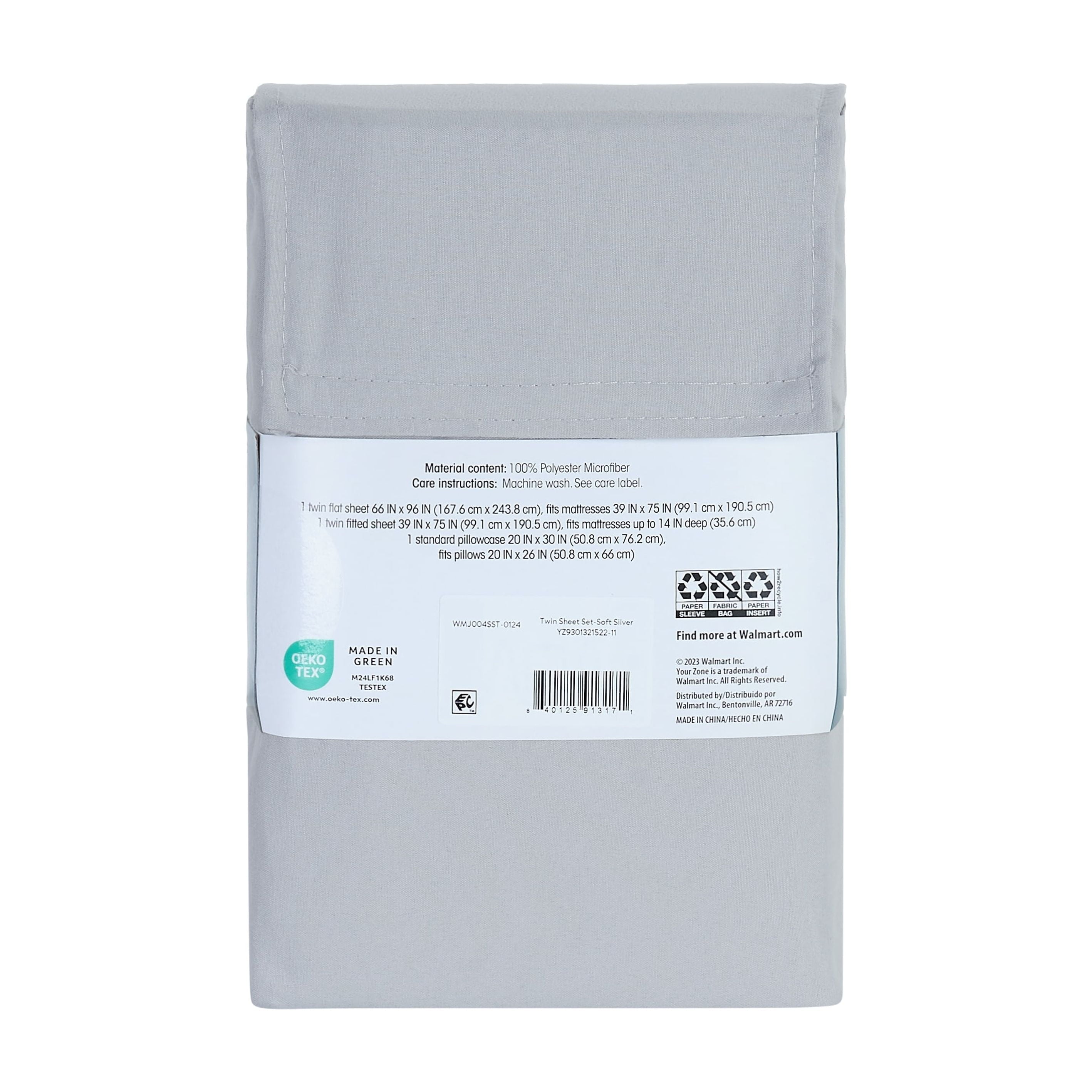 Cooling Sateen Kids Soft Microfiber Sheet Set, Gray, Twin, 3 Pieces - Premium Ultra-Soft Pillowcase Pair for Sleeping Detail