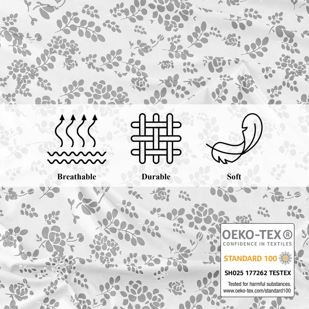 Cooling Sateen Lux Decor Twin Microfiber Bed Sheets - 3 Piece Floral Sheet Set, Soft Breathable Bedding, Wrinlkle Resistant, OEKO-TE... - Cooling Hotel Quality Bedding Sheets and Pillowcases Detail