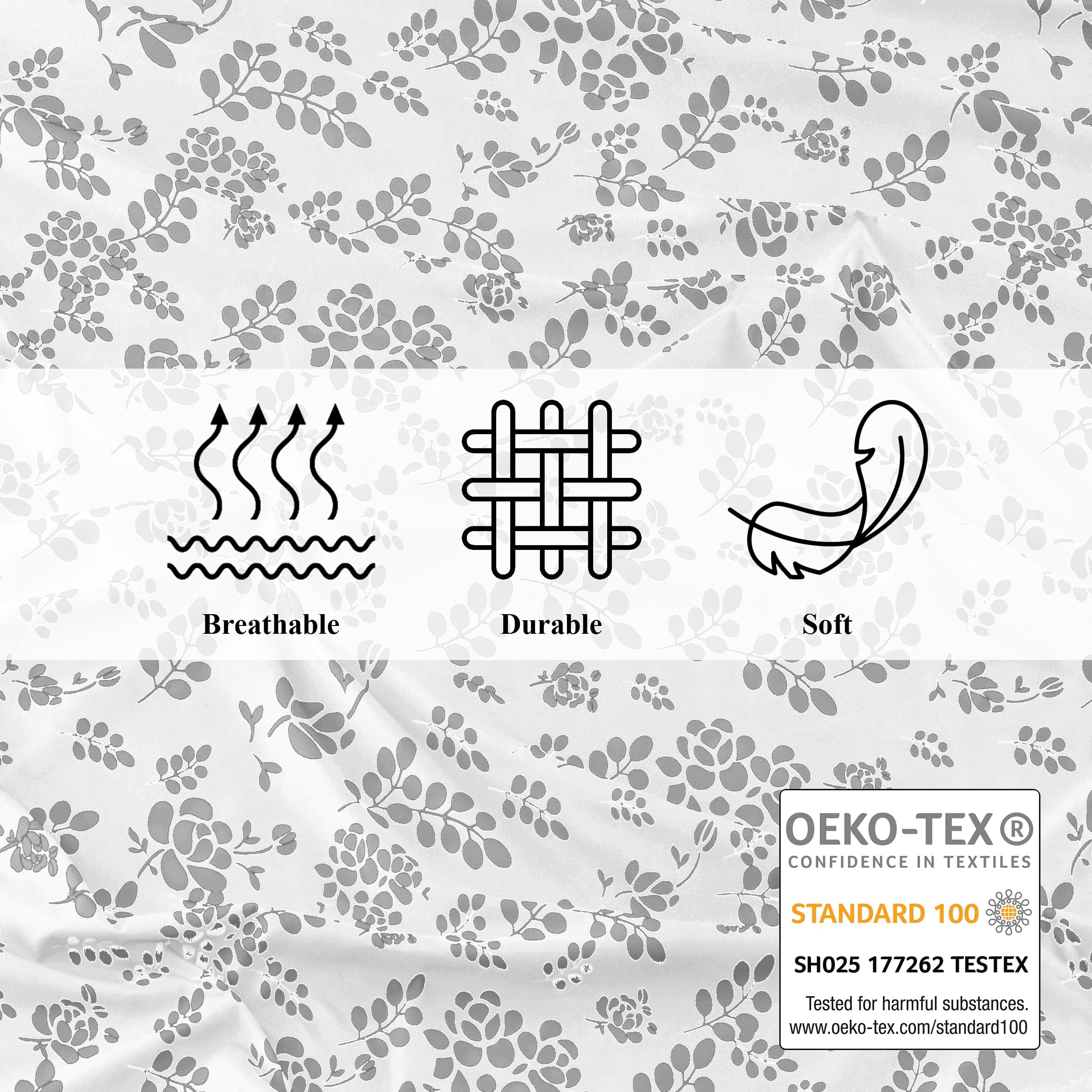 Cooling Sateen Lux Decor Twin Microfiber Bed Sheets - 3 Piece Floral Sheet Set, Soft Breathable Bedding, Wrinlkle Resistant, OEKO-TE... - Cooling Hotel Quality Bedding Sheets and Pillowcases Detail