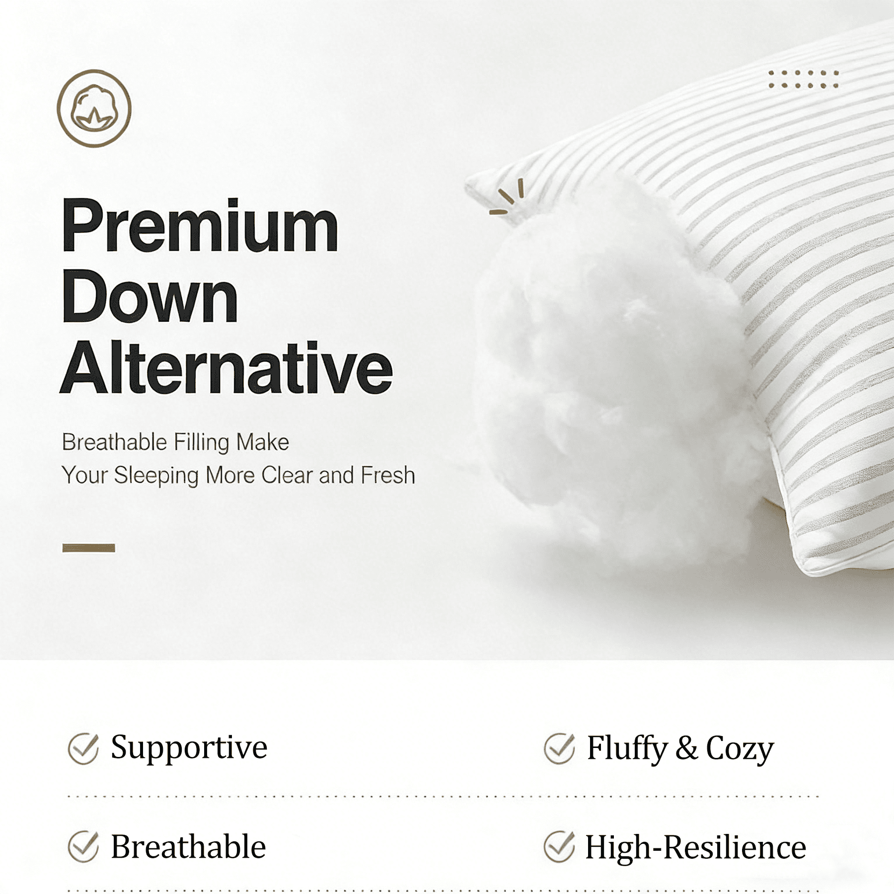 Hotel Collection Pillow for Bed Standard Size Set of 2 ,Down Alternative Pillows for Sleeping 20x26inch, Luxury Hotel Pillow for Back,... - Orthopedic Shredded Foam Bed Pillow Set Detail