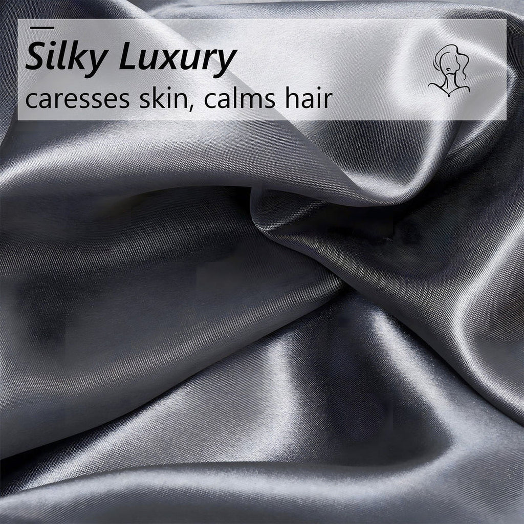Cooling Sateen Luxury 5-Piece Satin Sheets Twin Silk Sheets Bed Sheet Set Ultra-Silky & Skin-Friendly Deep Pocket Bed Flat Fitted Sheet - Premium Ultra-Soft Pillowcase Pair for Sleeping Detail