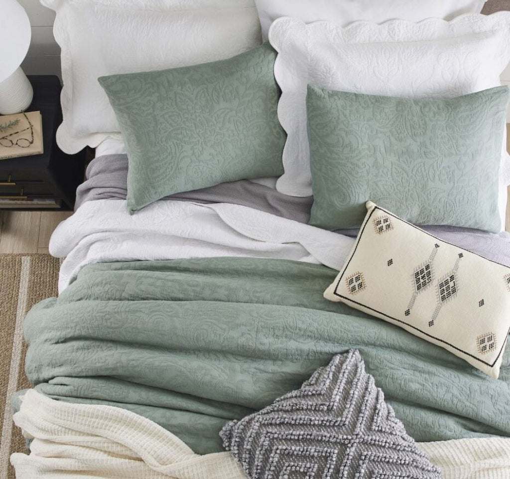 All-Season 3-Piece Sage Floral Comforter Set, Full/Queen - All-Season Down Alternative Comforter Insert Detail