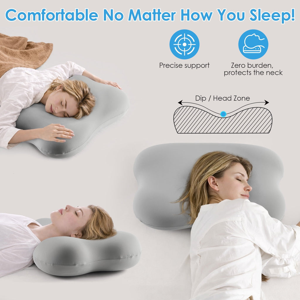 Fluffy Shredded Cervical Pillow Orthopedic Cervical Pillow for Neck Pain Relief, Memory Foam Bed Pillow with Pillowcase, Contour Bed ... - Hotel Quality Plush Sleeping Pillows Detail