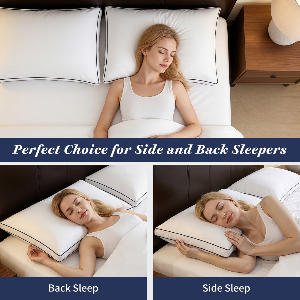 Ergonomic Memory Foam for Queen Size 2 Pack, Duck Feather and Shredded Memory Foam Soft Luxury Hotel Collection - Ergonomic Memory Foam Pillow for Neck Pain Support Detail