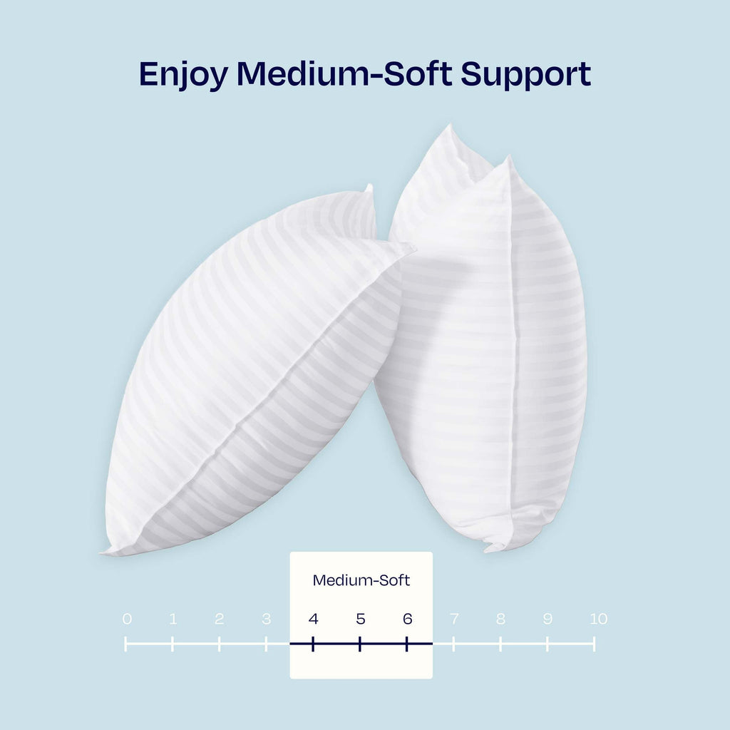 Decorative Plump 2-Pack Comfort Bed Pillows Standard size set of 2 for Sleeping, Pillows, for Back, Stomach or Side Sleepers, 20 x 26 ... - Hotel Quality Plush Sleeping Pillows Detail