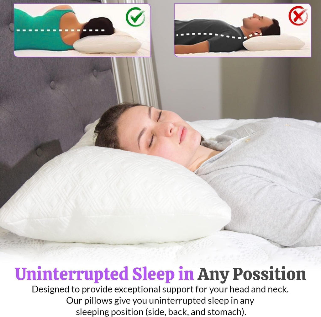 Ergonomic Memory Foam King Size Bamboo Pillow, Memory Foam Bed Pillows with Washable Pillowcases, King - Ergonomic Memory Foam Pillow for Neck Pain Support Detail