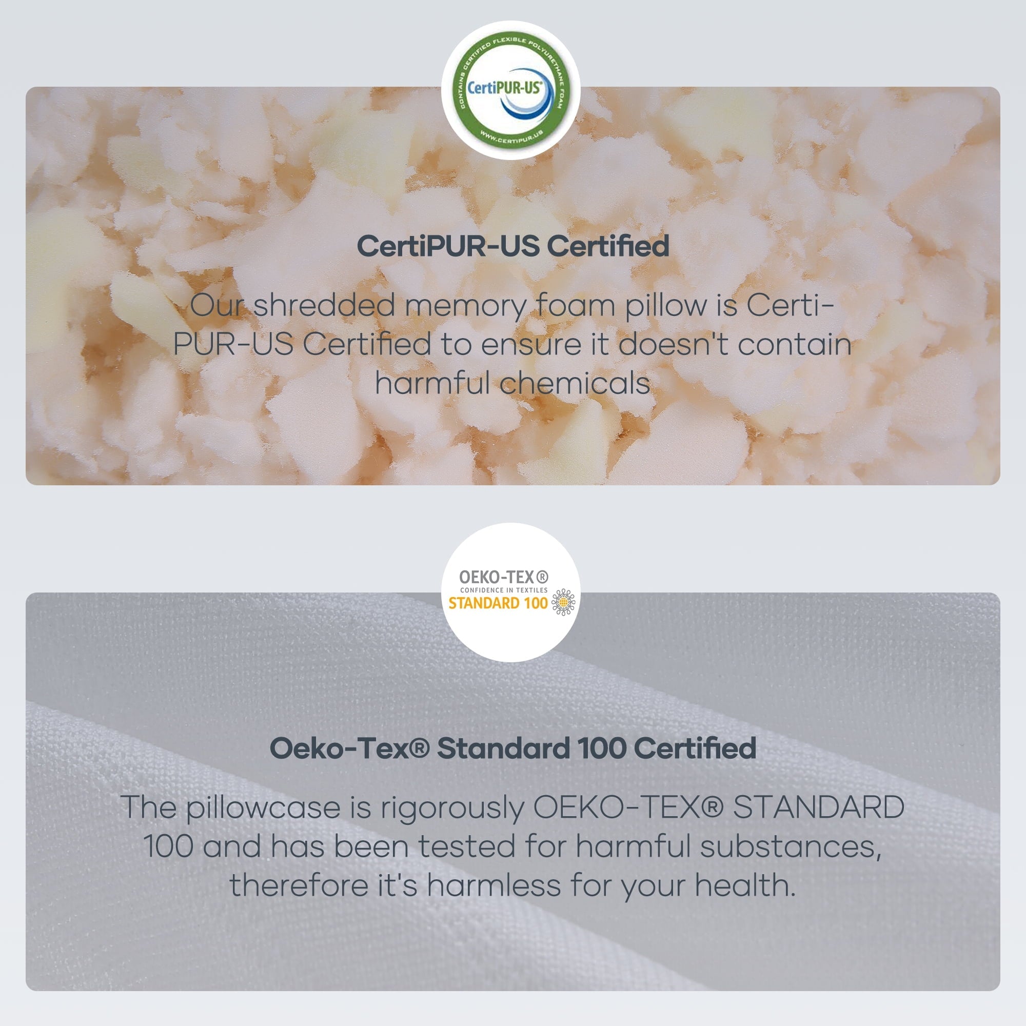 Ergonomic Memory Foam Shredded Memory Foam Pillow 2 Pack Pillow for Bed, Side, Back and Stomach Sleepers, CertiPUR-US Certified 28"x20" - Ergonomic Memory Foam Pillow for Neck Pain Support Detail