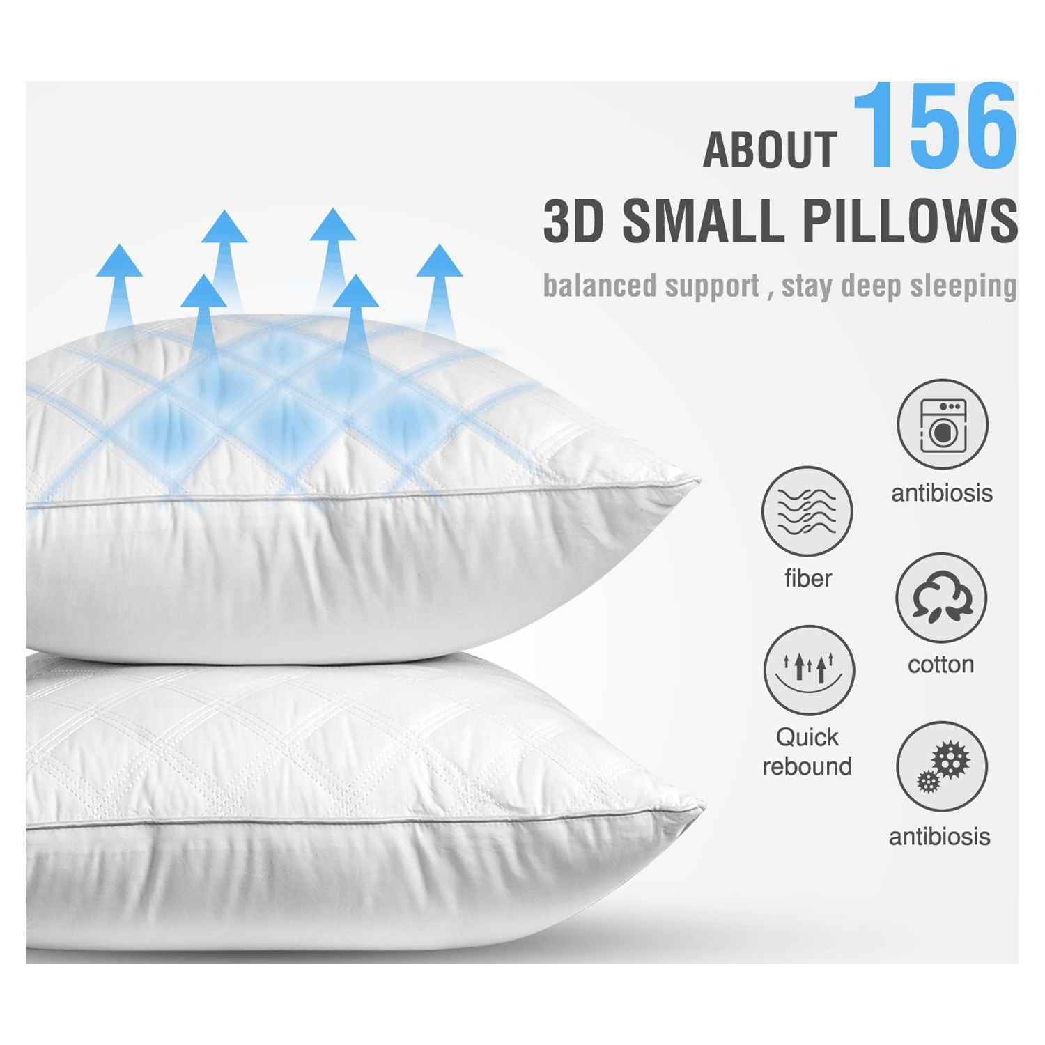 Ergonomic Memory Foam Bed Pillows Queen Size Set of 2 Pillows for Bed 2 Pack Cooling Hotel Collection Down Alternative Pillows 20 x 30 inches - Orthopedic Shredded Foam Bed Pillow Set Detail