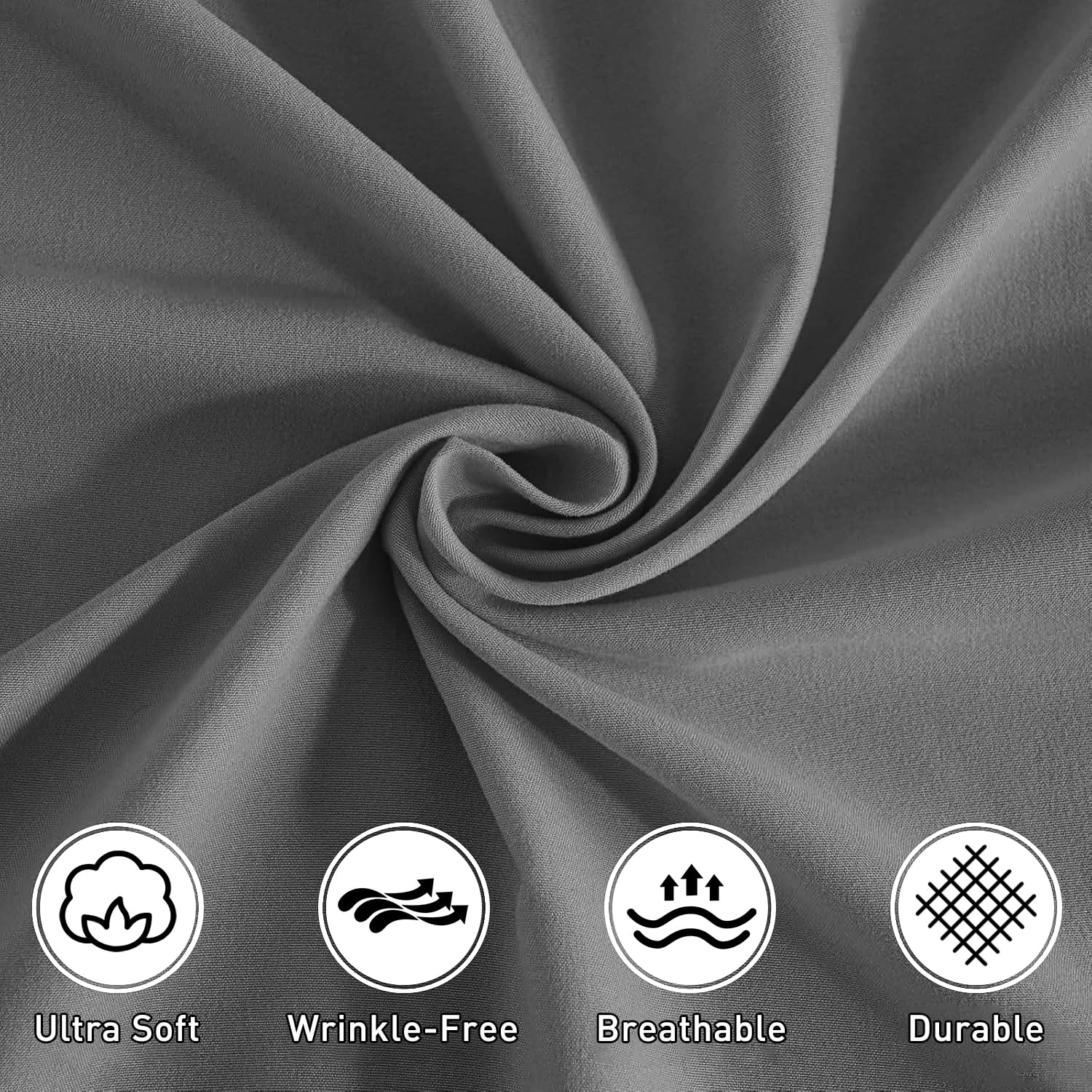 Wrinkle-Resistant 4 Piece Bed Sheet Set, Queen Size Upgraded Cooling Deep Pocket Comfy Breathable Hotel Luxury Bedding, Extra Soft Wrin... - Premium Ultra-Soft Pillowcase Pair for Sleeping Detail