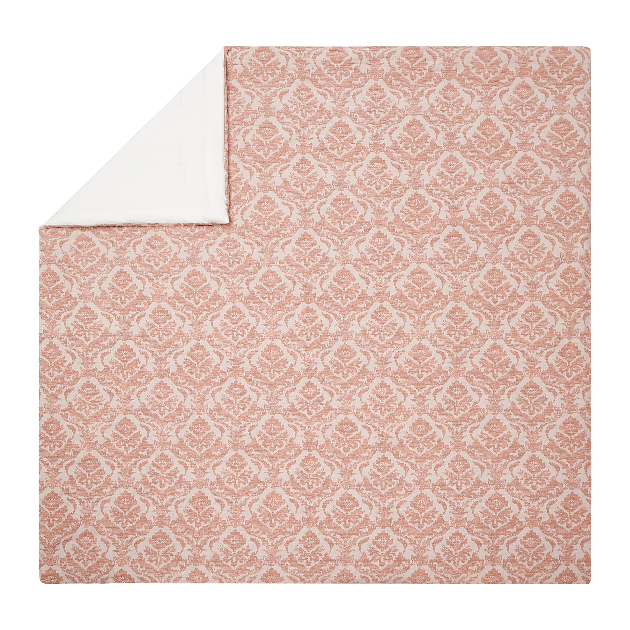 Luxurious Quilted Woven Damask 2-Piece Comforter Set, Blush, Full Queen, All Ages - Luxurious Quilted Duvet Cover Set Detail