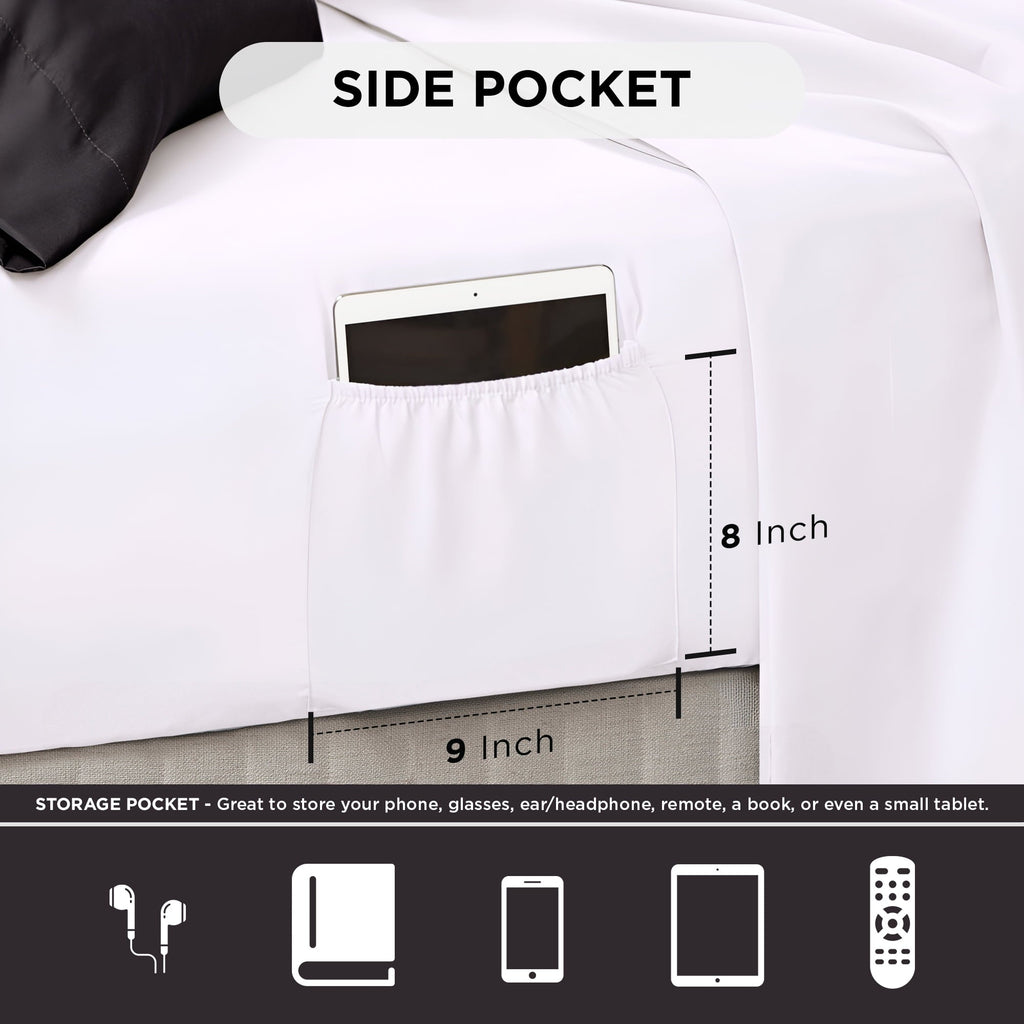 Luxurious Quilted Queen Comforter Set, Bedding Comforter Set Queen Size W/ Side Pockets, Black, 9 Pieces - Luxurious Quilted Duvet Cover Set Detail