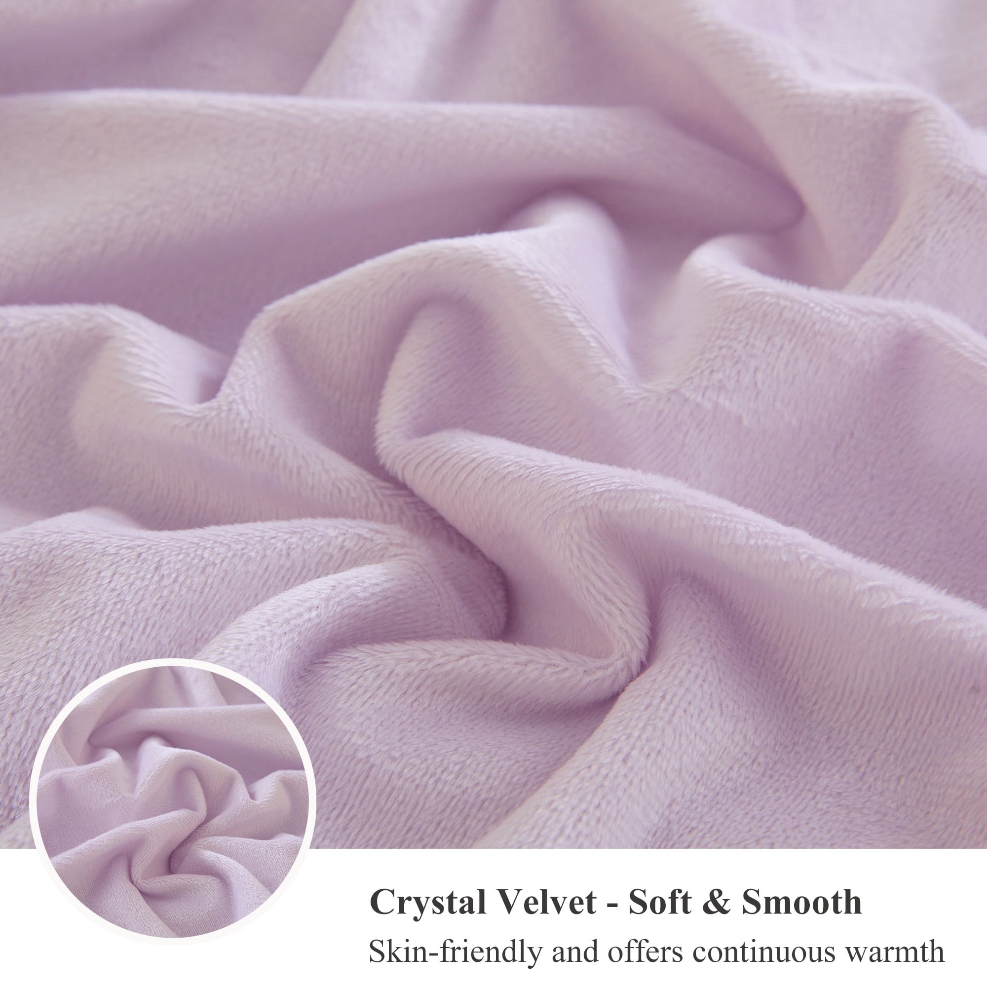 Reversible Sherpa Fluffy Faux Rabbit Fur Throw, Cozy Wide Stripe Plush Fuzzy Blanket for Bed Couch Sofa Chair, Light Purple Shaggy Thro... - Lightweight Plush Warm Blanket for All Seasons Detail