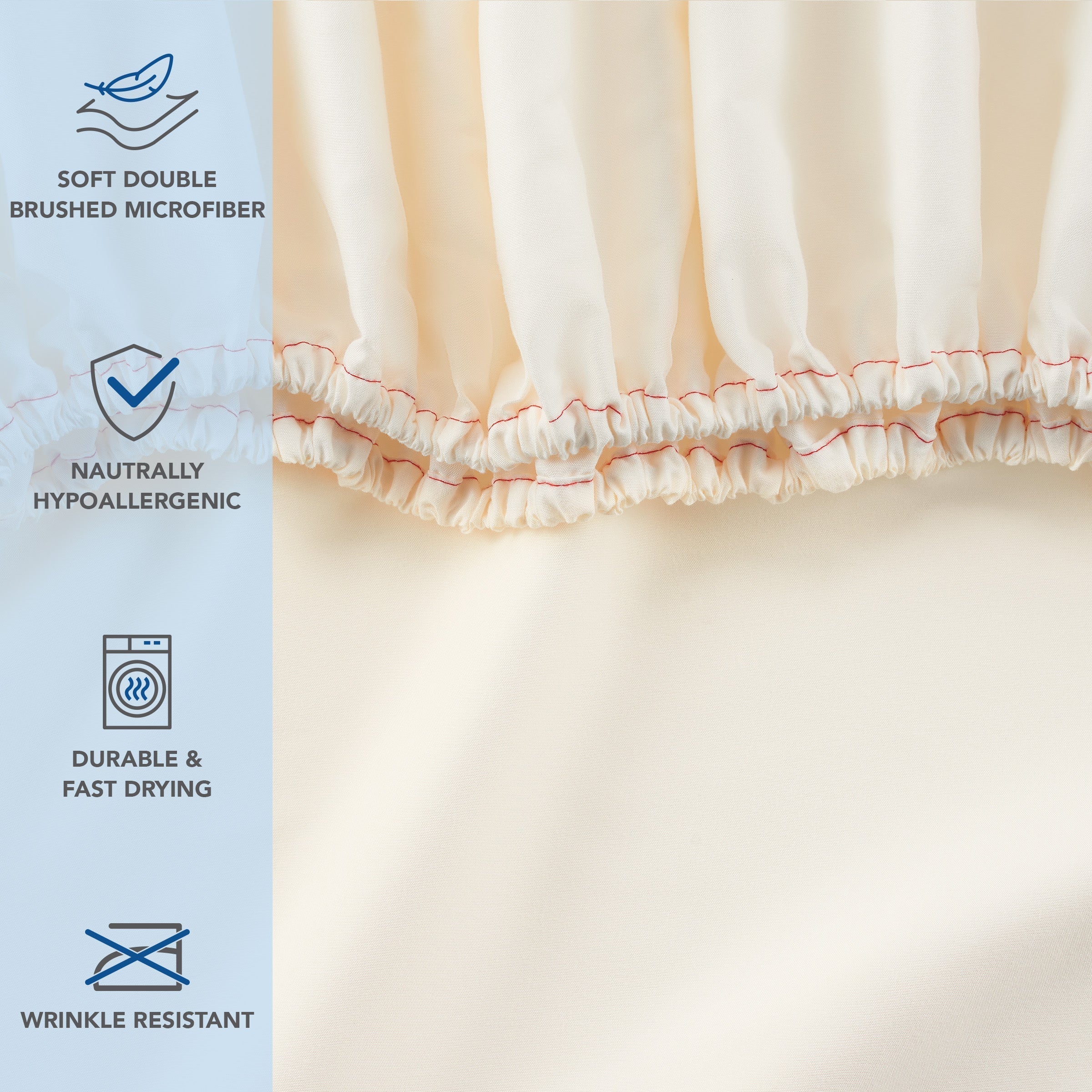 Ultra-Soft Brushed Microfiber Fitted Sheets - Bedding Essentials - Full - (6 Pack) Ivory - Cooling Hotel Quality Bedding Sheets and Pillowcases Detail