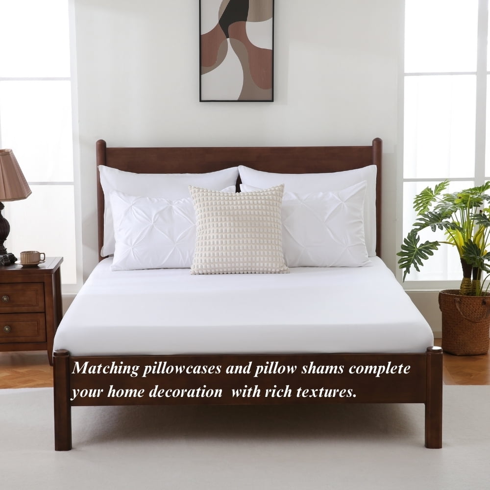 Heavyweight Warmth 7 Pieces Pinch-Pleated Comforter Set, White Queen Size - Hypoallergenic Ultra-Fluffy Quilt for Winter Detail