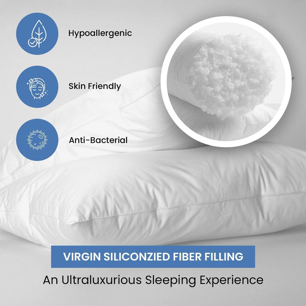 Decorative Plump Ryotei Economy Bulk Hotel Pillows 20"x26" Standard (Pack of 12) | Premium Cluster Fiber Fill | Soft Down Alternative ... - Hotel Quality Plush Sleeping Pillows Detail