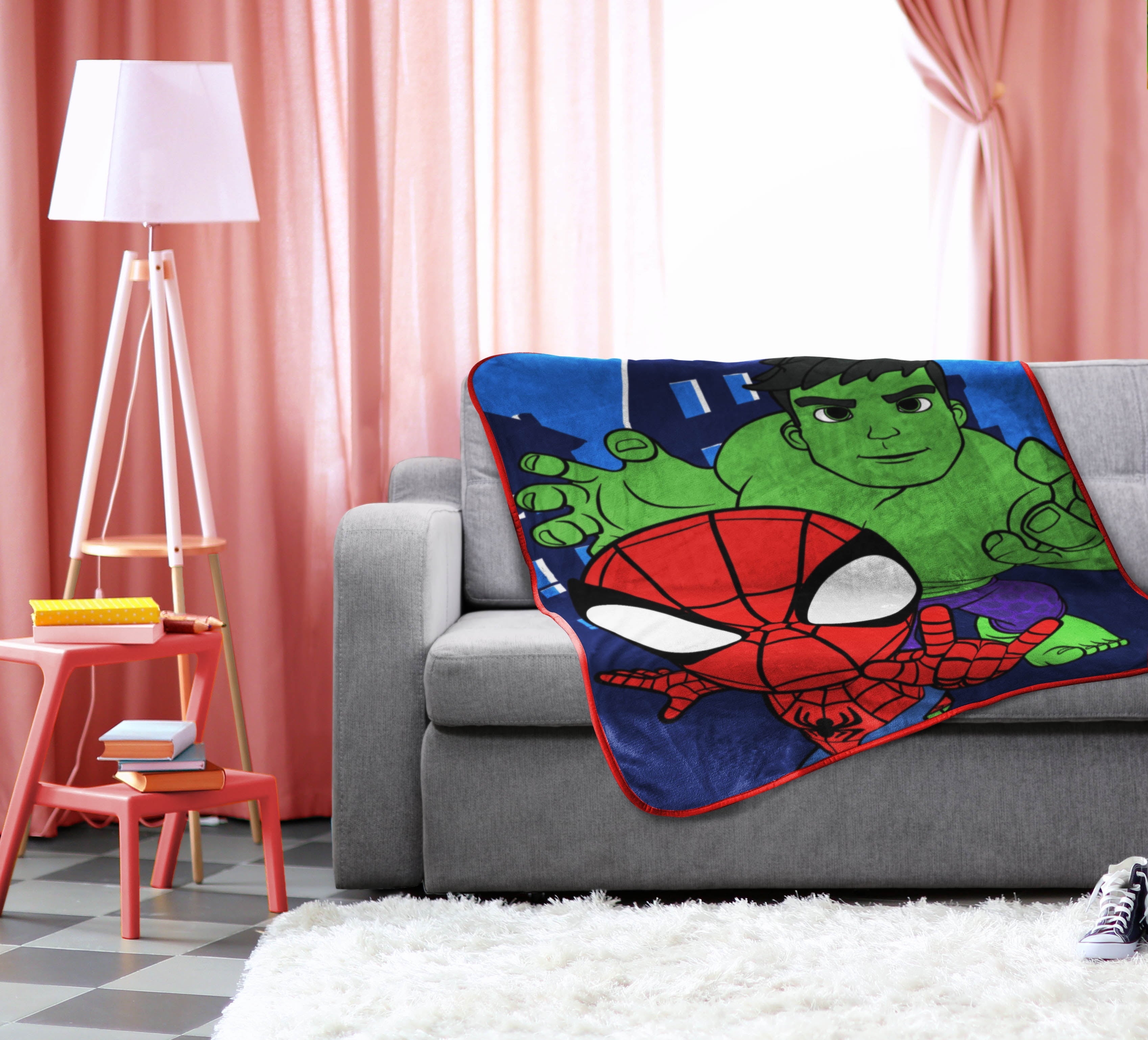 Cozy Fleece Spidey & His Amazing Friends Kids Throw, 46 x 60, Microfiber, Blue, Marvel - Lightweight Plush Warm Blanket for All Seasons Detail